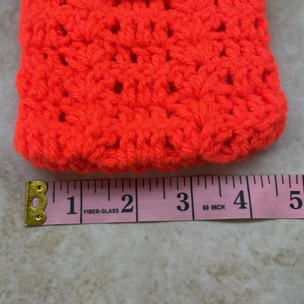 Crochet Bag Crossbody Shoulder Stretch Phone Purse Case Orange Small Handmade